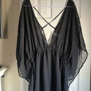 Time and Tru Black Sheer Polka Dot Dress